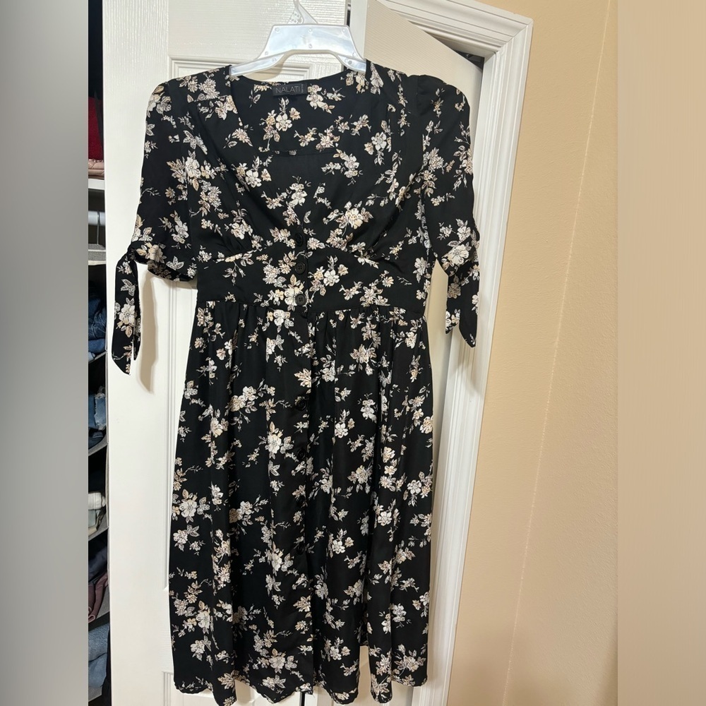 Black floral Midi dress